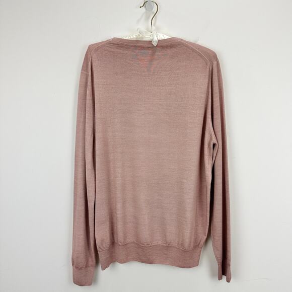 Canali Wool Silk Sweater Pullover Lightweight Crewneck Pink Long Sleeve Medium - Picture 11 of 13